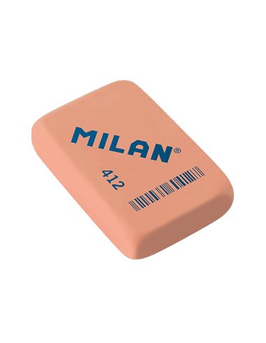 Gomme rectangulaire Milan 412 - Miettes de pain - Souple - Caoutchouc synthétique - Blanc et rose