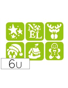 Pochoir graine creative noel 145x145mm modeles assortis lot6 unites.