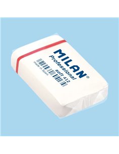 Gomme rectangulaire Milan Professional Soft 412 - Fil d'Ariane - Caoutchouc synthétique - Emballage individuel - Blanc