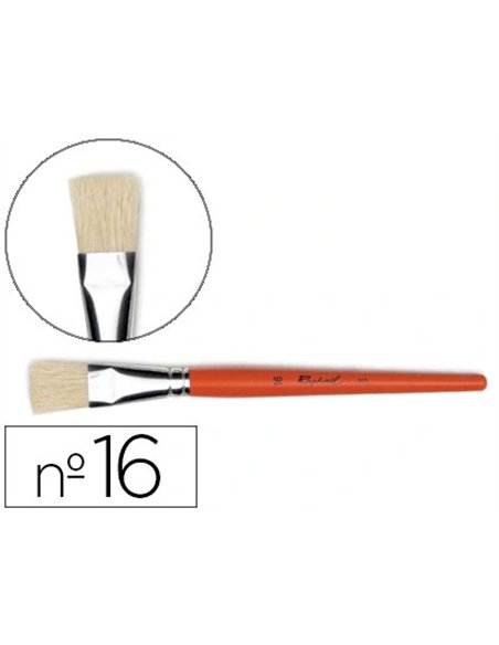 Brosse plate raphaël soie de porc nº16 virole fer blanc nickelé.