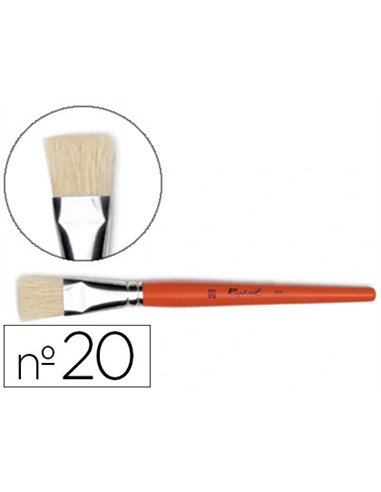 Brosse plate raphaël soie de porc nº20 virole fer blanc nickelé.