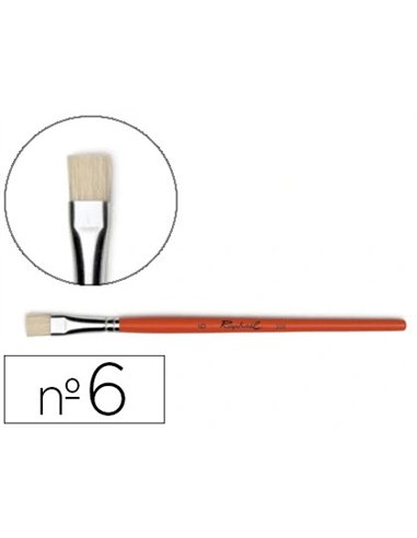 Brosse plate raphaël soie de porc nº6 virole fer blanc nickelé.