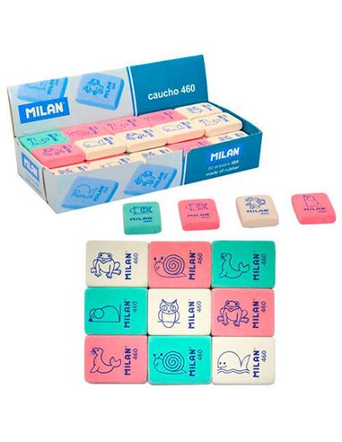 Gomme rectangulaire flexible Milan 460 - Chapelure - Caoutchouc synthétique - Dessins d'enfants - Couleurs assorties