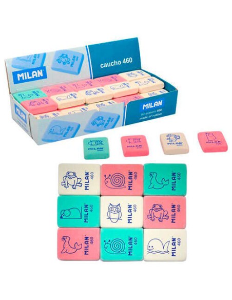Gomme rectangulaire flexible Milan 460 - Chapelure - Caoutchouc synthétique - Dessins d'enfants - Couleurs assorties