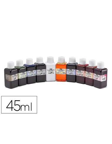 Encre pebeo colorex aquarelle forte concentration vivacite coloris assortis boite 10 flacons 45ml.