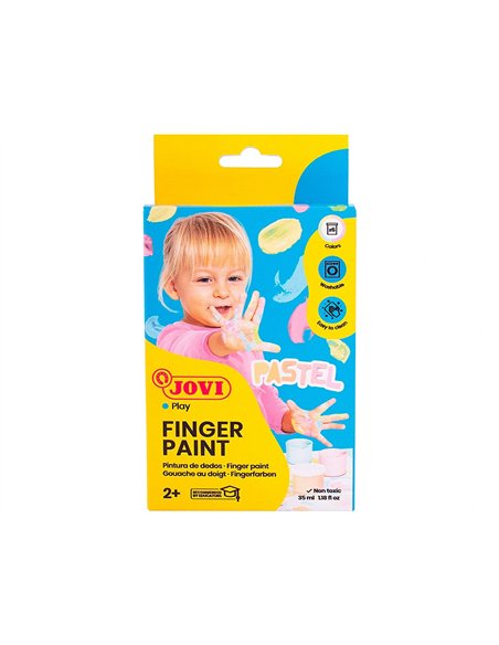 Gouache au doight jovi a base d'eau couleur pastel 6 pots de 35 ml.