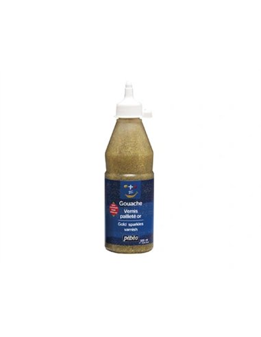 Vernis gouache pébéo pailleté or inodore protège illumine oeuvres flacon 500ml.