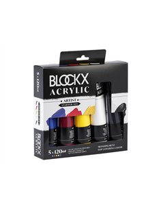 Peinture acrylique clairefontaine couleurs primaires tube 120ml set 5 unites. 2