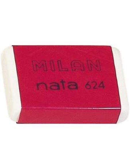 Gomme rectangulaire Milan Nata 624 - Plastique - Souple - Non abrasive - Blanche