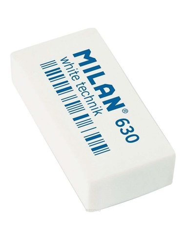 Gomme technique Milan Nata 630 - Rectangulaire - Plastique - Souple - Emballage individuel - Blanc