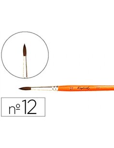 Pinceau raphaël poils de poney nº12 manche court laqué orange virole nickelé.