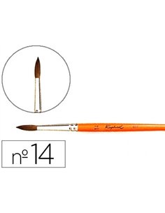 Pinceau raphaël poils de poney nº14 manche court laqué orange virole nickelé.