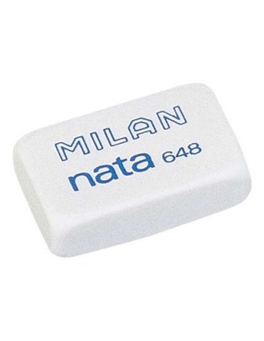 Gomme rectangulaire Milan Nata 648 - Plastique - N'abîme pas le papier - Blanche