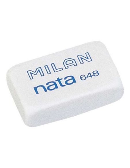 Gomme rectangulaire Milan Nata 648 - Plastique - N'abîme pas le papier - Blanche