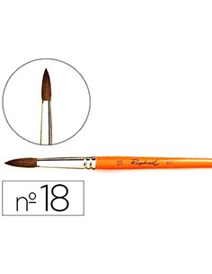 Pinceau raphaël poils de poney nº18 manche court laqué orange virole nickelé.
