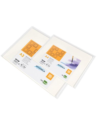 Papier dessin liderpapel aquarelle grain moyen 300g/m2 format a3 420x297mm minipack 6f.