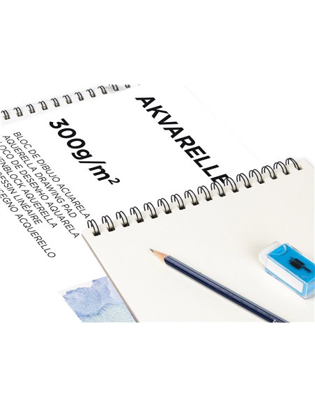 Bloc dessin liderpapel aquarelle spirale papier grain moyen lisse 300g/m2 format a3 420x297mm 10f.