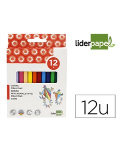Crayon cire liderpapel 115mm résistant non salissant effaçable étui carton 12 unités.
