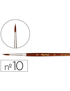 Pinceau raphaël petit gris pur nº10 manche court laqué marron virole aluminium anodisé.