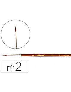 Pinceau raphaël petit gris pur nº2 manche court laqué marron virole aluminium anodisé.