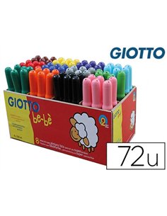 Feutre coloriage giotto be-bè maxi lavable capuchon ventilé pointe bloquée coloris assortis schoolpack 72 unités.