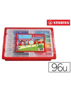 Feutre coloriage stabilo power max encre lavable corps large pointe large bloquée pochette 96 unités.