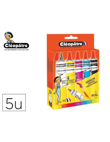 Gouache cleopatre nefertari tous supports tube aluminium 30ml embout fin et precis colorisassortis etui carton 5 unites.