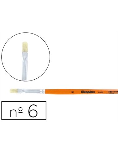 Brosse plate cléopâtre nº6 soie de porc bois fsc vernis protecteur.