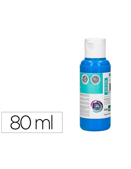 Peinture acrylique liderpapel coloris cyan bouteille 80ml.