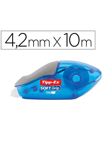 Correcteur tipp-ex soft grip dévidoir ruban 4.2mmx10m application frontale réécriture immédiate.