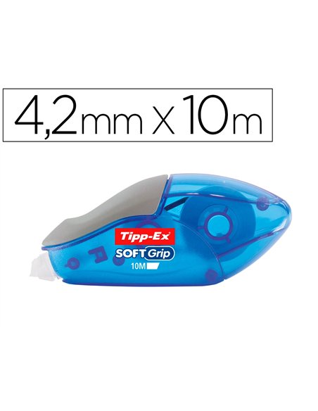 Correcteur tipp-ex soft grip dévidoir ruban 4.2mmx10m application frontale réécriture immédiate.