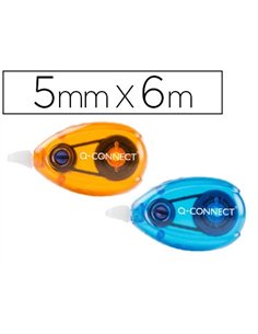 Correcteur q-connect dévidoir ruban 5mmx6m correction latérale coloris orange et bleu blister de 2 unités.