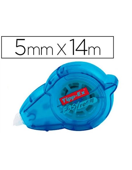 Correcteur tipp-ex easy refill dévidoir ruban polyester 5mmx14m rechargeable flexible application frontale.