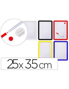 Tableau mini ardoise magnétique feutre brosse inclus 25x35cm coloris assortis.