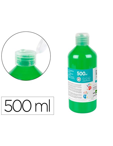 Gouache doigt liderpapel liquide lavable base eau coloris vert flacon de 125ml.