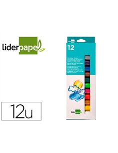 Gouache liderpapel solide baton de 10gr sans solvant sechage rapide coloris assortis boite de 12 unites.