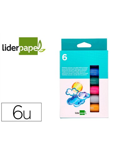 Gouache liderpapel solide baton de 10gr sans solvant sechage rapide coloris assortis boite de 6 unites.