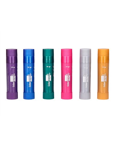 Gouache liderpapel solide baton de 10gr sans solvant sechage rapide coloris assortis boite de 6 unites.