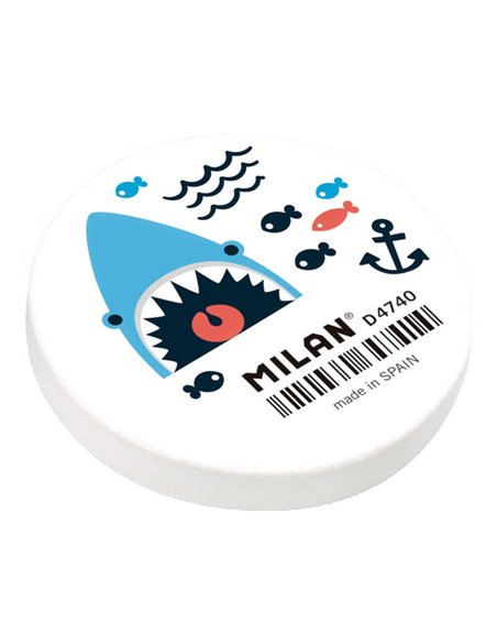 Gomme ronde flexible Milan 4740 Shark Attack Edition - Fil d'Ariane - Caoutchouc synthétique - Emballage individuel - Blanc