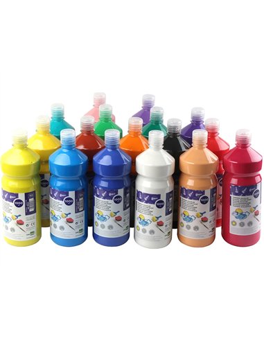 Gouache scolaire liderpapel liquide lavable fermeture sécurité brillante coloris noir flacon 1000ml.