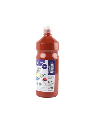 Gouache scolaire liderpapel liquide lavable fermeture sécurité brillante coloris marron flacon 1000ml.