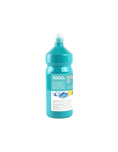 Gouache scolaire liderpapel liquide lavable fermeture sécurité brillante coloris turquoise flacon 1000ml. 2