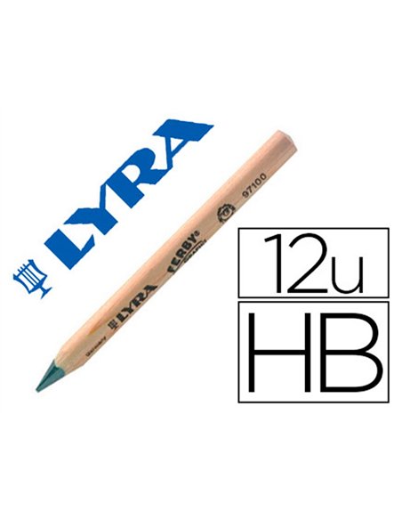 Crayon graphite lyra ferby nature b gros module 12cm bois de hetre corps triangulaire mine 6mm etui 12 unites.