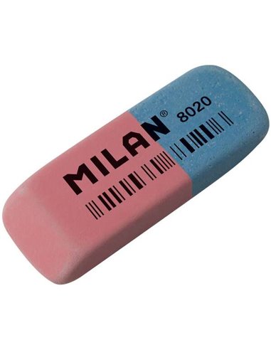 Gomme biseautée Milan 8020 - Double usage - Flexible - Miettes de pain - Caoutchouc - Rose/Bleu