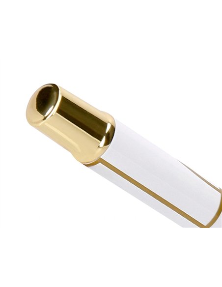 Roller belius carte blanche aluminium details et attributs or encre noire coloris blanc dans coffret cadeau.