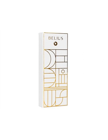 Roller belius carte blanche aluminium details et attributs or encre noire coloris blanc dans coffret cadeau.