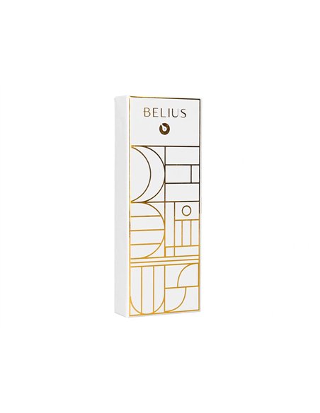 Roller belius carte blanche aluminium details et attributs or encre noire coloris blanc dans coffret cadeau.