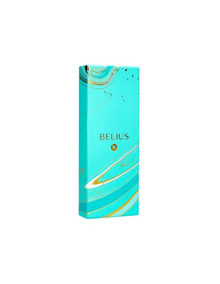Stylo-bille belius aqua aluminium details et attributs or encre bleue coloris turquoise dans coffret cadeau.