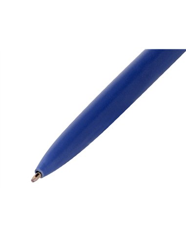 Stylo-bille belius rose aluminium details et attributs or rose encre bleue coloris bleu electrique dans coffret cadeau.