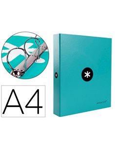 Classeur antartik 4 anneaux end 40mm a4+ carton remborde coloris menthe.